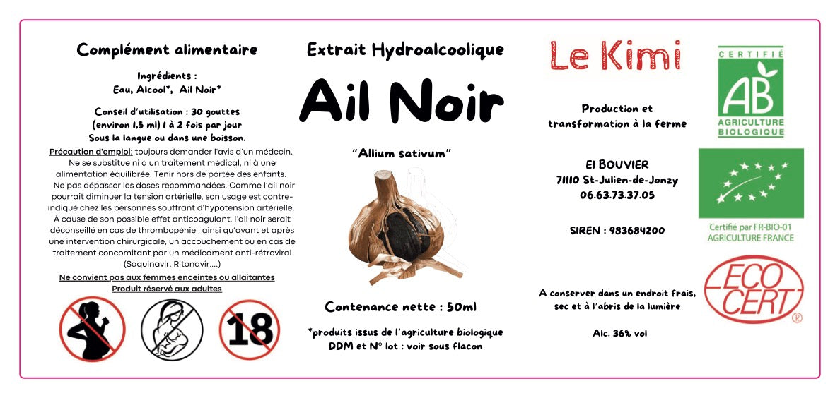 Extrait Hydroalcoolique d'Ail Noir Bio*