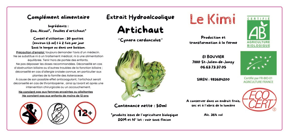 Extrait Hydroalcoolique d'Artichaut Bio*