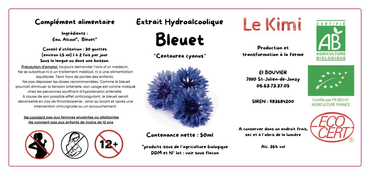 Extrait Hydroalcoolique de Bleuet Bio*