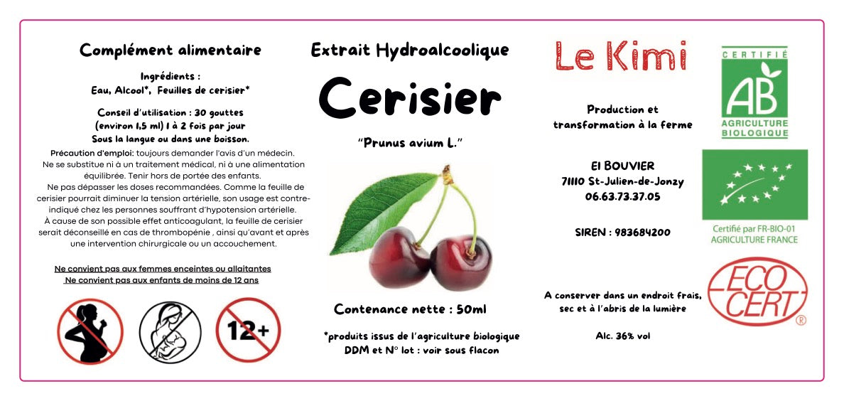 Extrait Hydroalcoolique de Feuilles de Cerisier Bio*