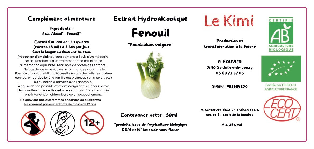 Extrait Hydroalcoolique de Fenouil Bio*