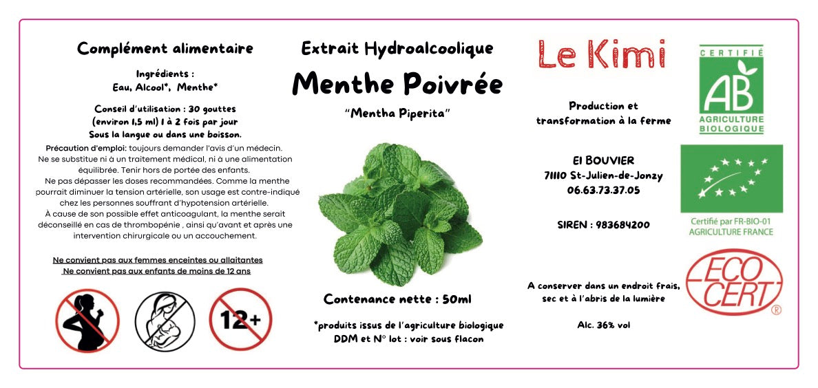 Extrait Hydroalcoolique de Menthe Poivrée Bio*