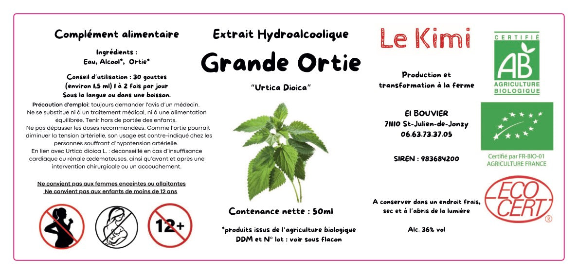 Extrait Hydroalcoolique d'Ortie Bio*