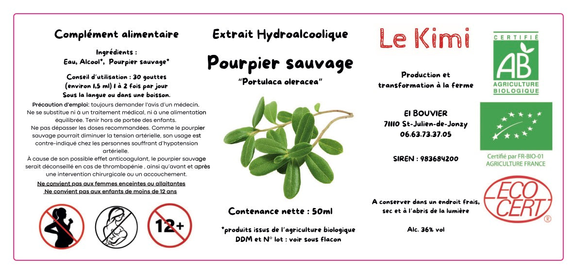 Extrait Hydroalcoolique de Pourpier Bio*